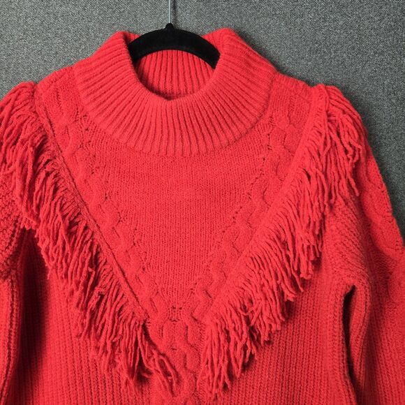 Tuckernuck M Red Caswell Fringe Mockneck Wool Blend Sweater - Picture 4 of 8